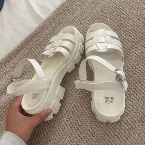 White platform sandals